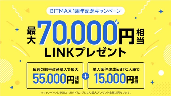 LINEの仮想通貨取引所「BITMAX」で1周年記念キャンペーン開催中！